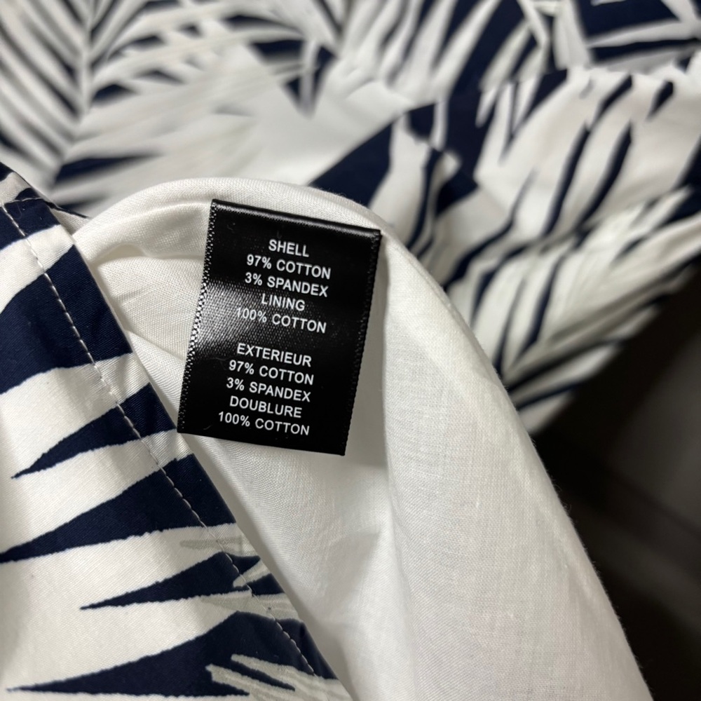 MILLY Maxwell Palm Print Poplin Dress Navy Blue & White Size 12 - Picture 10 of 15